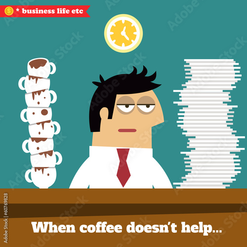 Fatigued and exhausted executive late at work