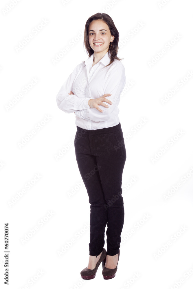 Full body portrait of a successful business woman with crossed a Full body portrait of a successful business woman with crossed a
