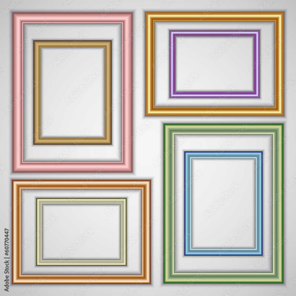 Vector set of realistic plastic portrait frames on the wall Vector set of realistic plastic portrait frames on the wall