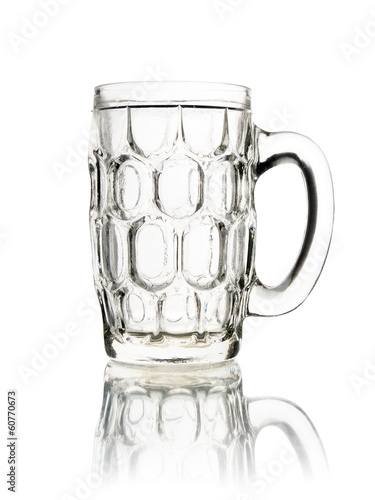 empty glass mug of beer isolated on white