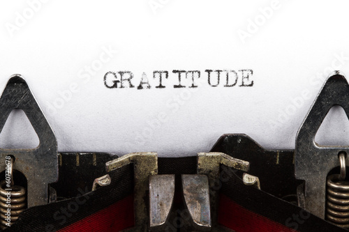 Typewriter with text gratitude