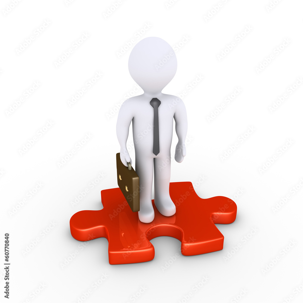 Businessman standing on puzzle piece Businessman standing on puzzle piece