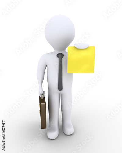 Businessman holding a small paper