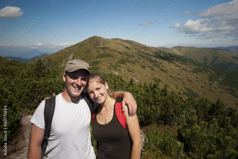 Hikers on the top of mountains