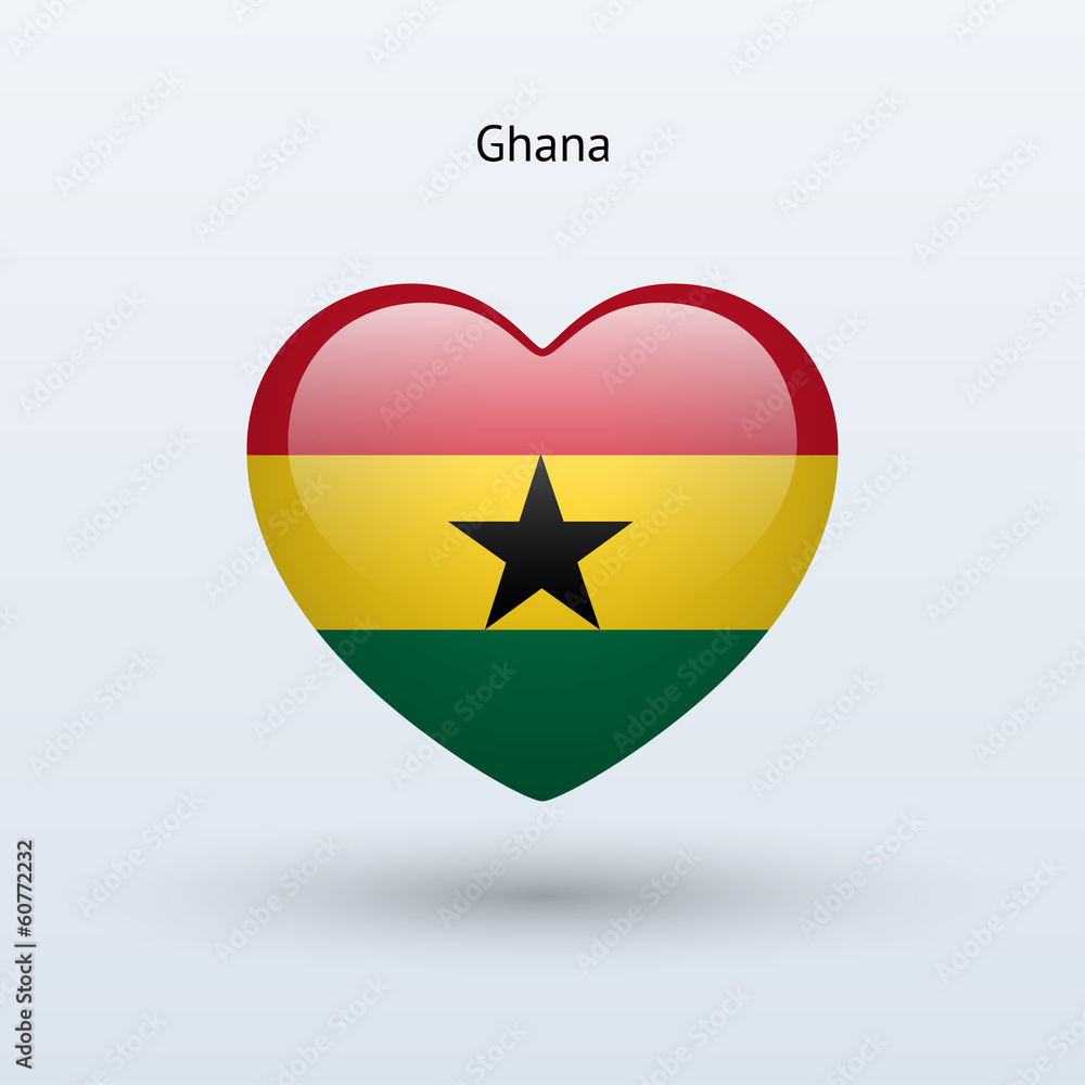 Love Ghana symbol. Heart flag icon. Love Ghana symbol. Heart flag icon.