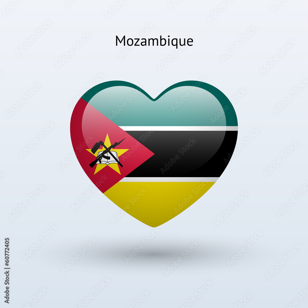 Love Mozambique symbol. Heart flag icon. Love Mozambique symbol. Heart flag icon.