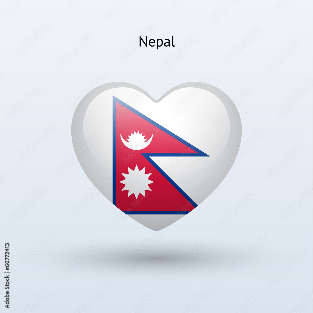 Obraz premium Love Nepal symbol. Heart flag icon.