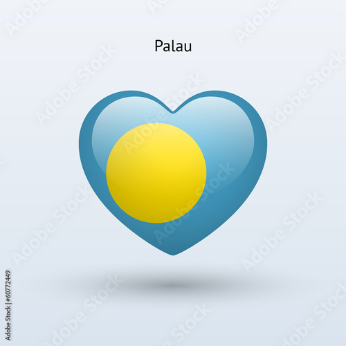 Love Palau symbol. Heart flag icon.