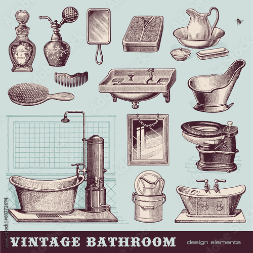 vintage bathroom - furniture and accessories