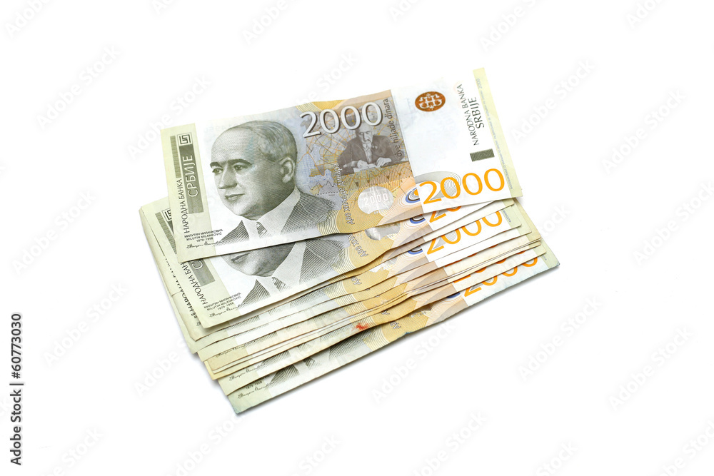 Serbian Currency - A Heap of 2000 Dinar Banknotes Serbian Currency - A Heap of 2000 Dinar Banknotes