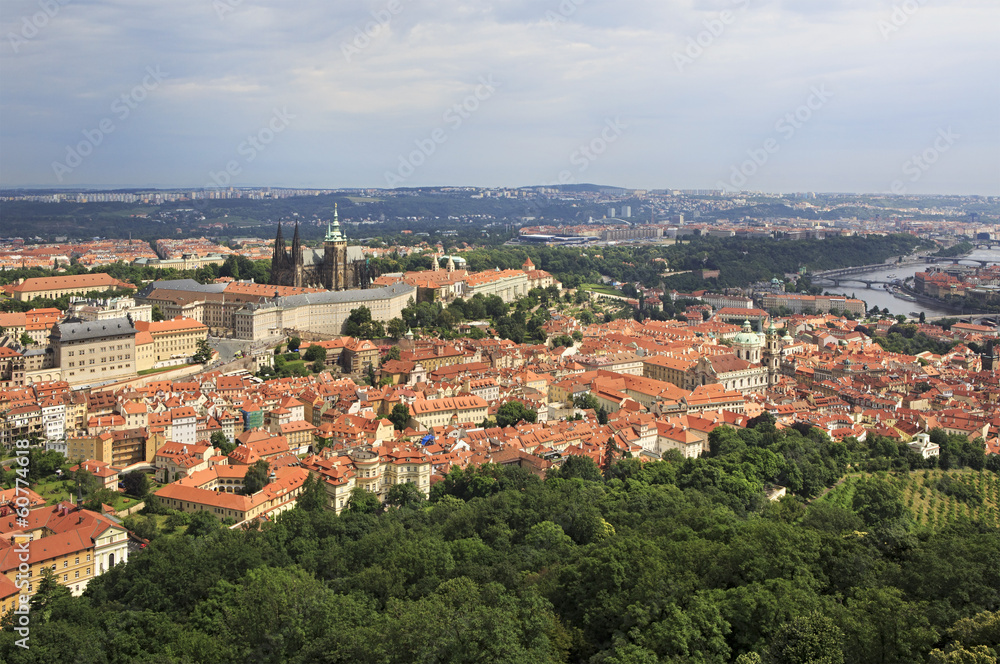 Saint Vitus Cathedral and Prague Castle. View from Petrin Lookou