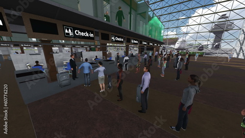 Kameraflug durch Flughafenterminal