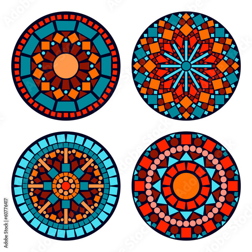 Colorful circle floral ethn...