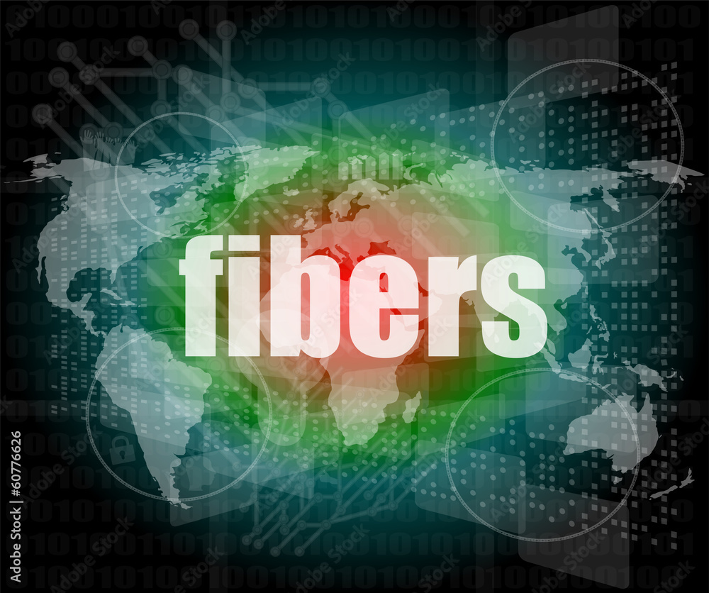 fibers word on digital screen, mission control interface fibers word on digital screen, mission control interface