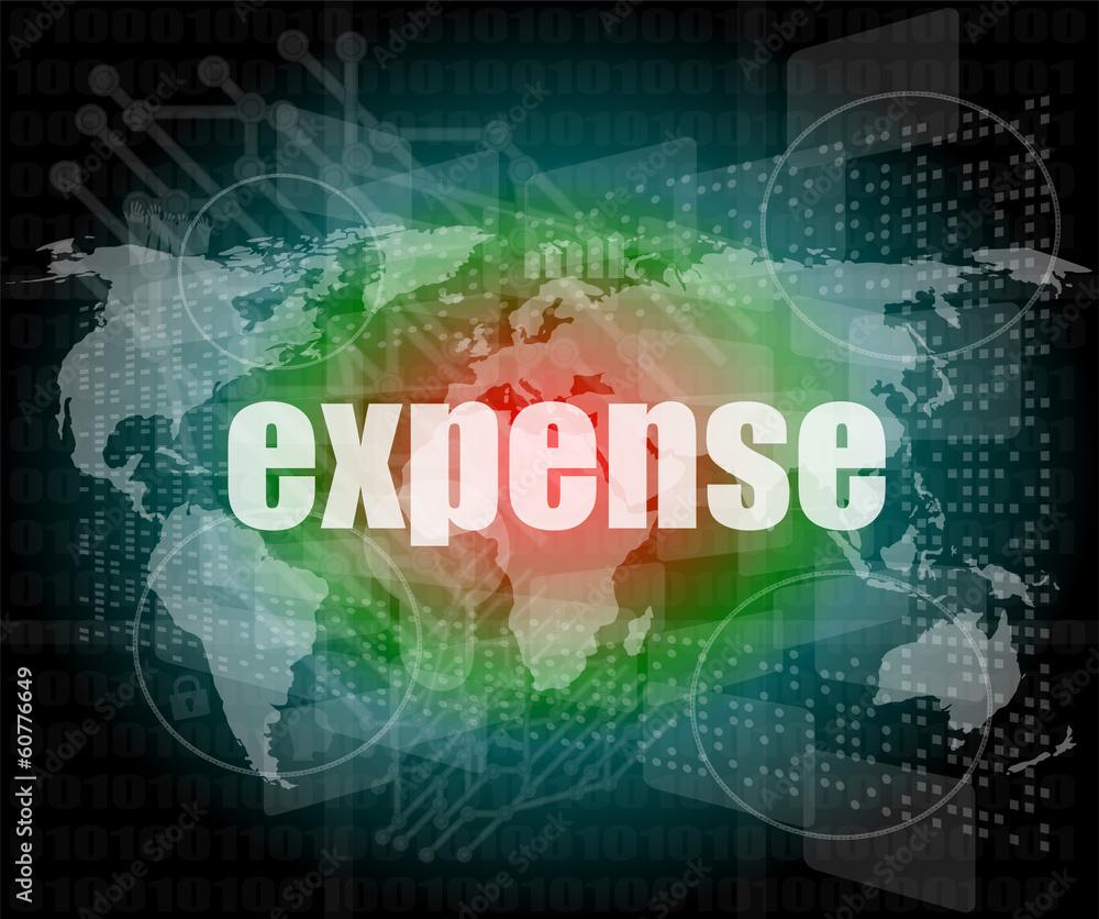 word expense on digital screen, business concept