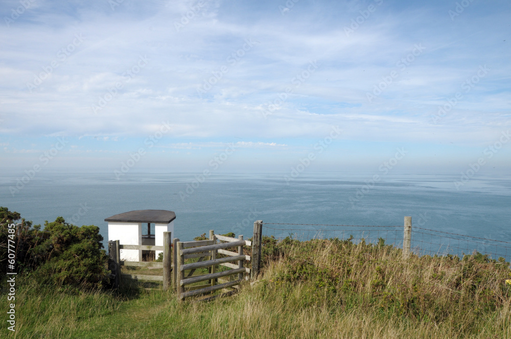 Gate on coastal path above Cardigan Bay Gate on coastal path above Cardigan Bay
