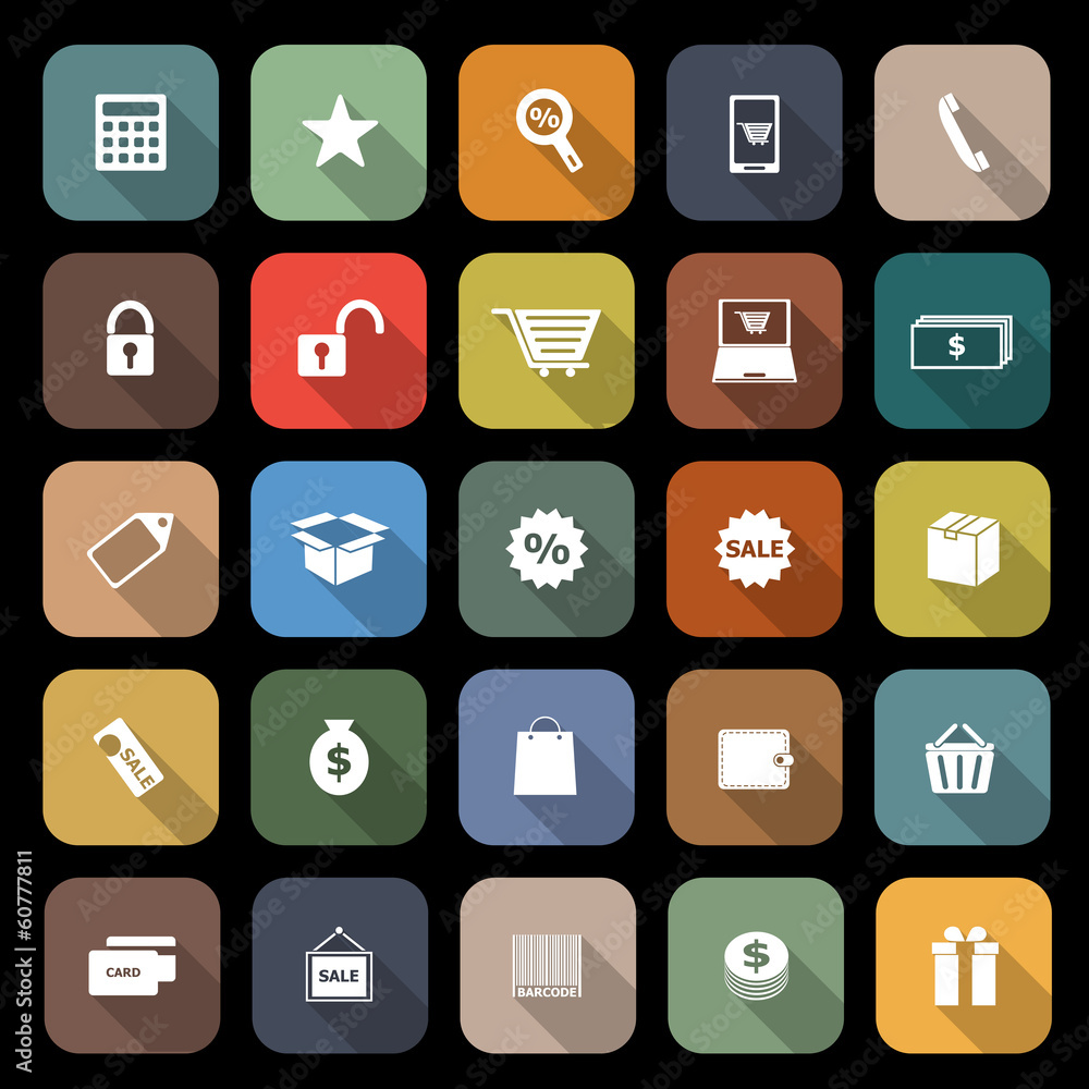 Shopping flat icon with long shadow Shopping flat icon with long shadow