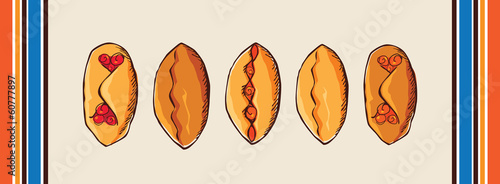 pies on a napkin vector illustration