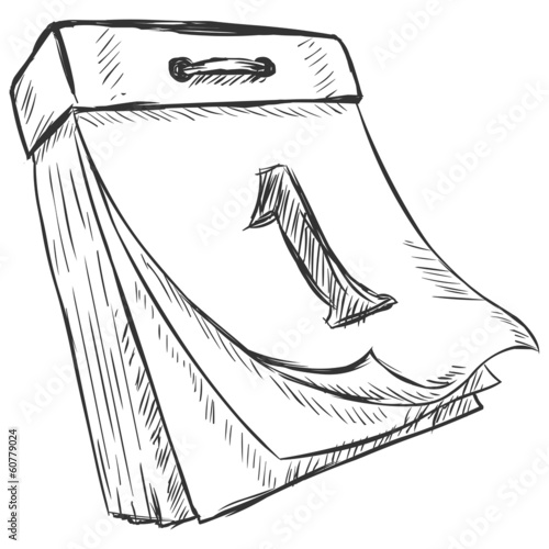 vector sketch illustration - tear-off calendar