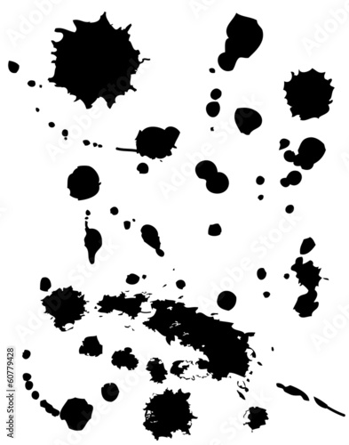 Set of grunge splash ink vector