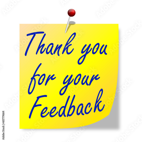 Lined paper with the words "thank you for your feedbyck"