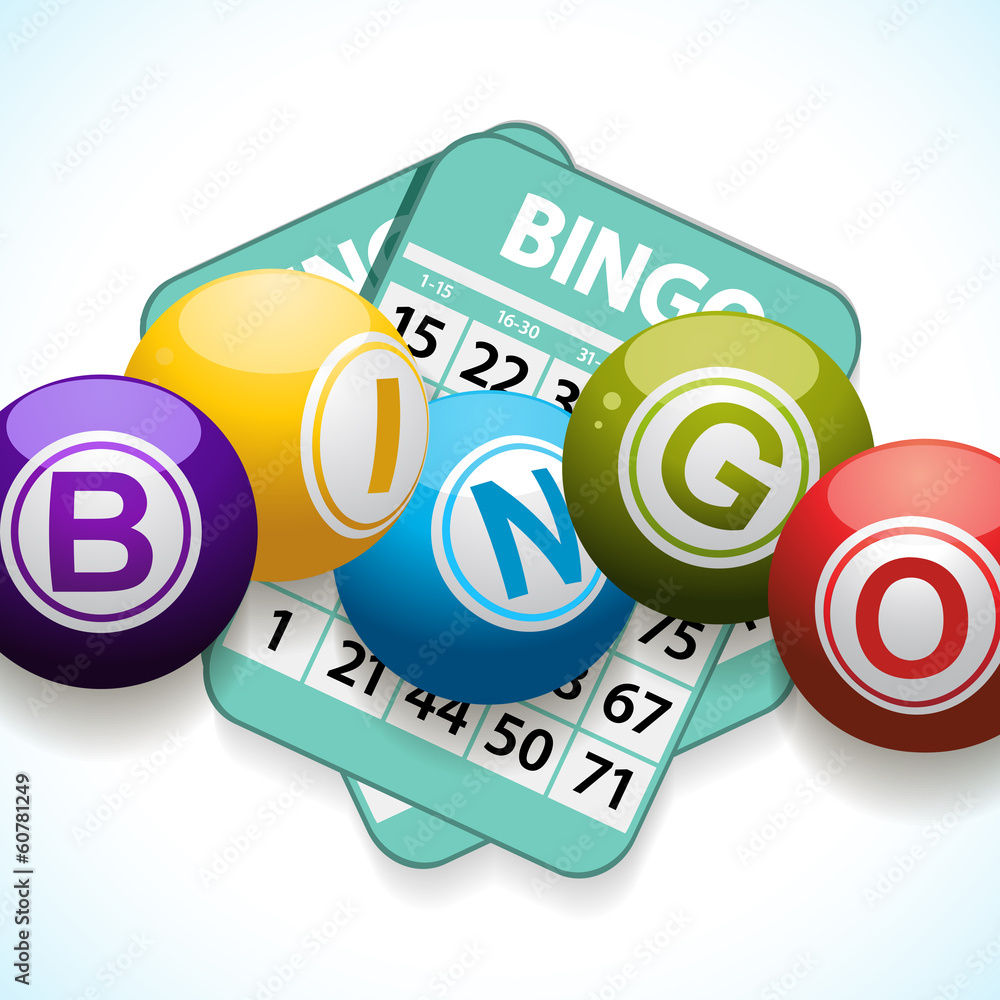 bingo balls and card on a white background Stock Vector | Adobe Stock