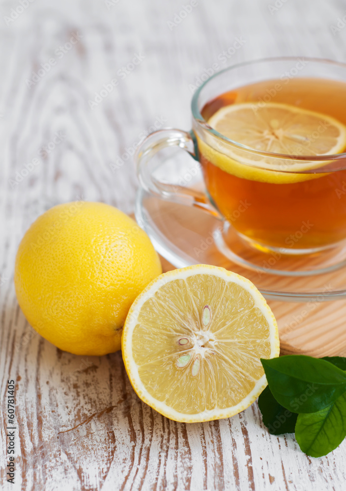 Tea and lemon slice Tea and lemon slice
