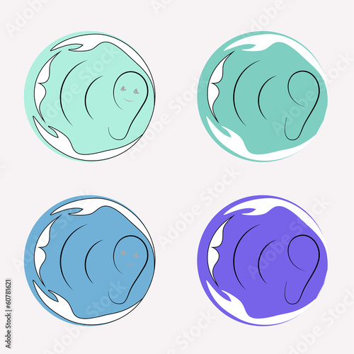 vector illustration logos helping children hearing disability