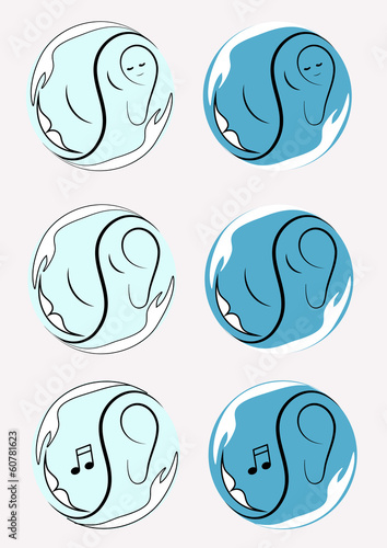 vector illustration logos helping children hearing disability