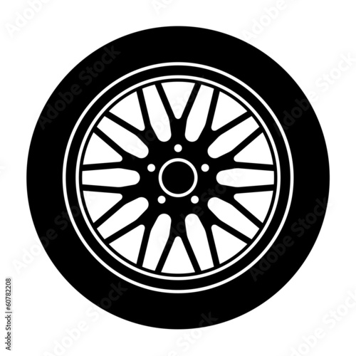vector car aluminum wheel black white symbol