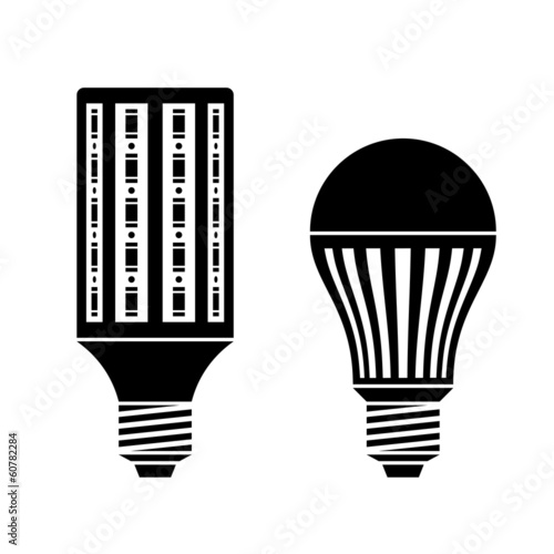 vector LED energy saving lamp bulb symbols