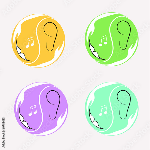 vector illustration logos helping children hearing disability
