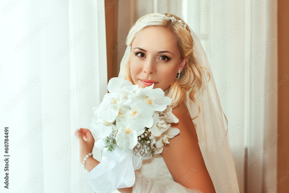 Portrait of pretty bride looking at camera Portrait of pretty bride looking at camera