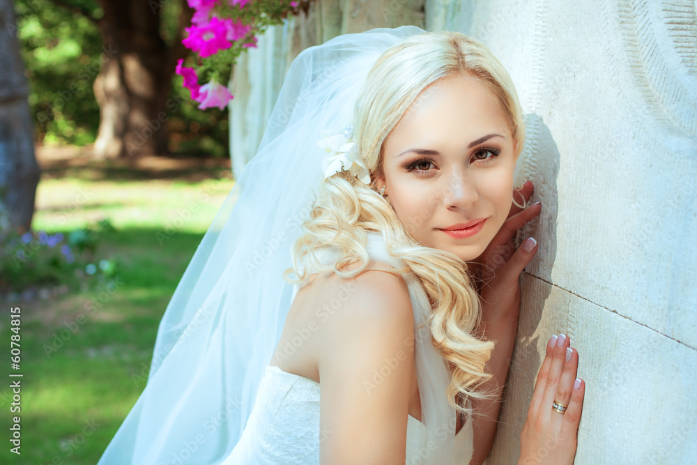 Portrait of pretty bride looking at camera Portrait of pretty bride looking at camera
