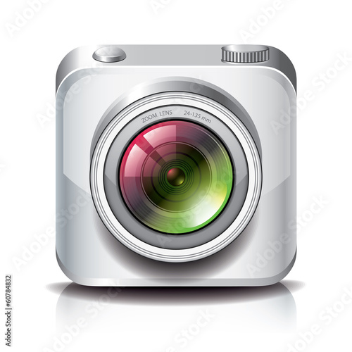 White photo camera icon for apps