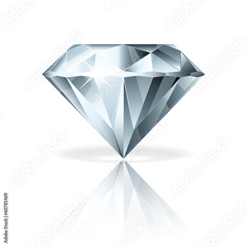 Fotografie, Obraz Diamond isolated on white vector illustration