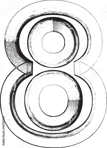 Grunge Font. Number 8