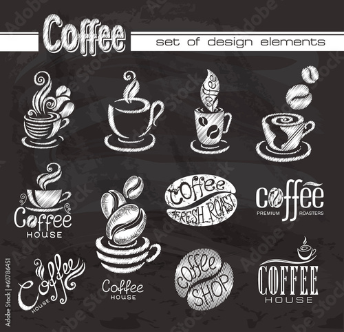 Coffee. Design elements on the chalkboard. © vectorgirl