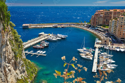 View of luxury yachts in harbor of Monaco. Bay Cap Dail.