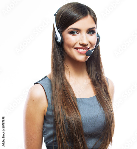 Portrait of woman customer service worker, call center smiling o