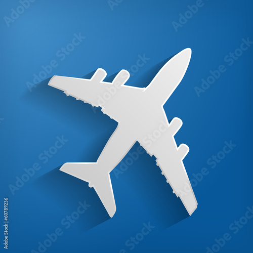 white airplane on the blue background