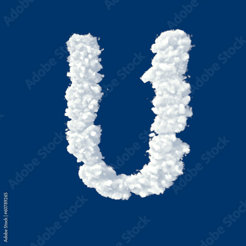 Clouds in shape of letter U on a blue background