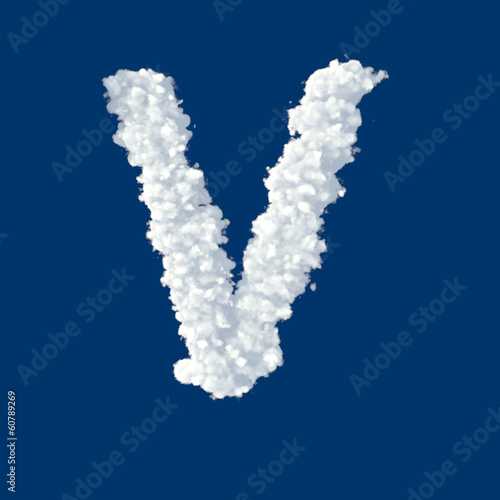 Clouds in shape of letter V on a blue background