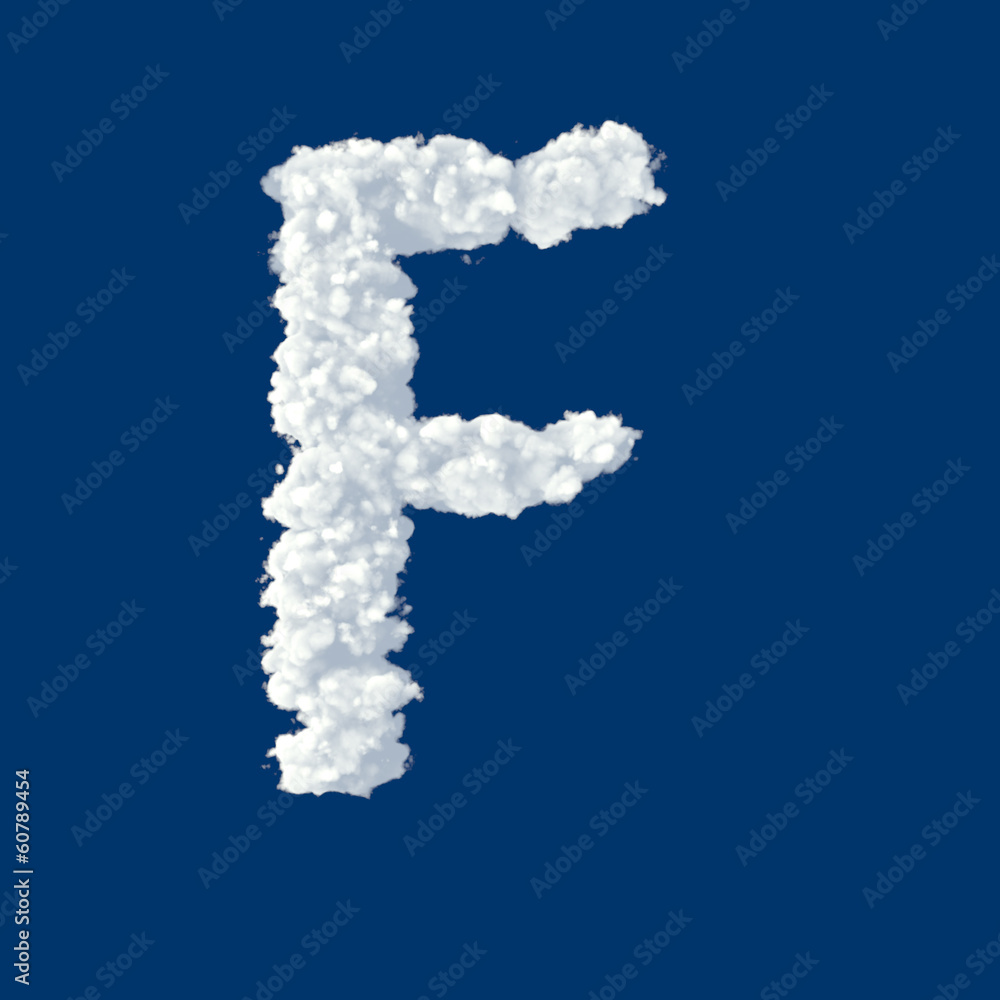 Clouds in shape of letter F on a blue background Clouds in shape of letter F on a blue background