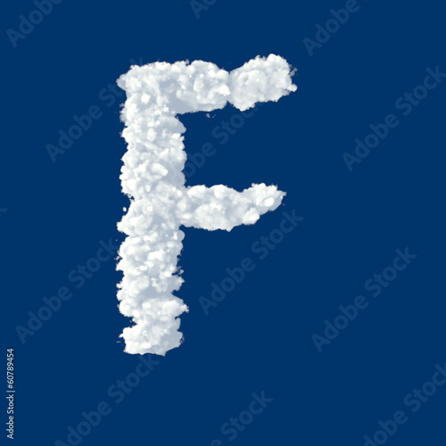 Clouds in shape of letter F on a blue background