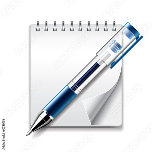 Notepad and gel pen icon vector illustration