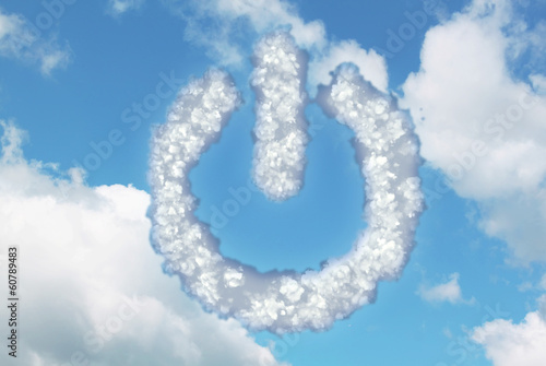 Clouds in shape of power button icon on blue sky