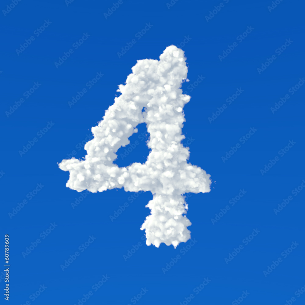 Clouds in shape of number four on a blue background Clouds in shape of number four on a blue background
