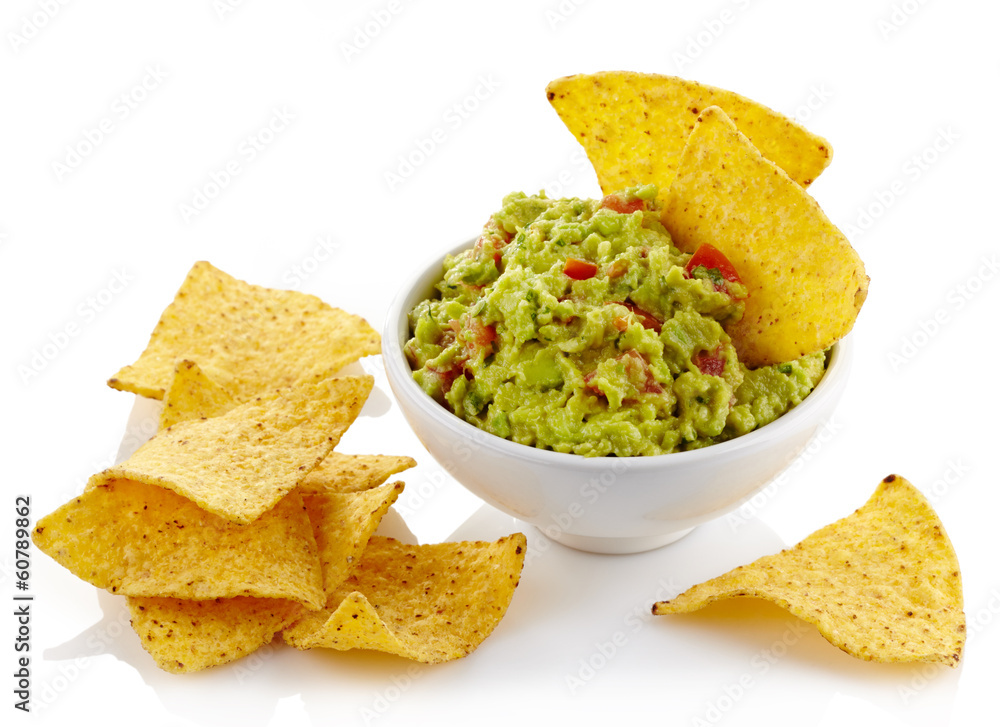 Guacamole dip and nachos Guacamole dip and nachos