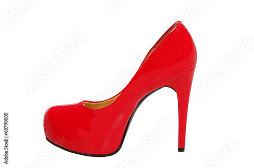 red high heeled woman shoe isolated on white
